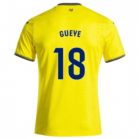 Kandiny Kinderen Pape Gueye #18 Geel Zwart Thuisshirt Thuistenue 2024/25 T-Shirt