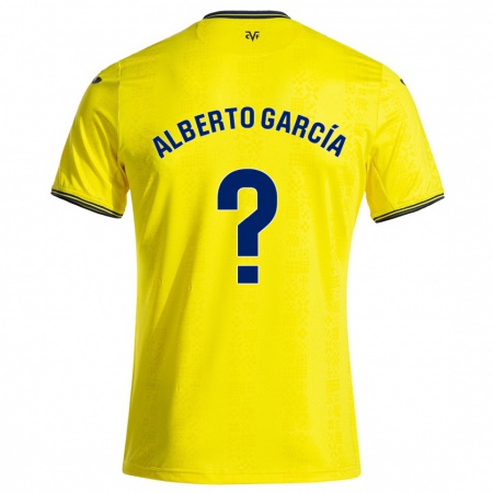 Kandiny Kinderen Alberto García #0 Geel Zwart Thuisshirt Thuistenue 2024/25 T-Shirt