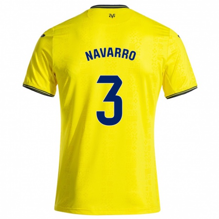 Kandiny Kinderen Pablo Navarro #3 Geel Zwart Thuisshirt Thuistenue 2024/25 T-Shirt