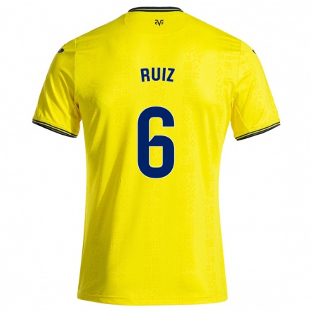 Kandiny Bambino Maglia Joan Ruiz #6 Giallo Nero Kit Gara Home 2024/25 Maglietta