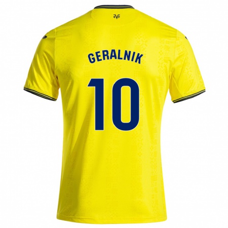 Kandiny Kinderen Tiago Geralnik #10 Geel Zwart Thuisshirt Thuistenue 2024/25 T-Shirt