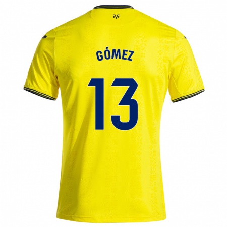 Kandiny Kinderen Rubén Gómez #13 Geel Zwart Thuisshirt Thuistenue 2024/25 T-Shirt