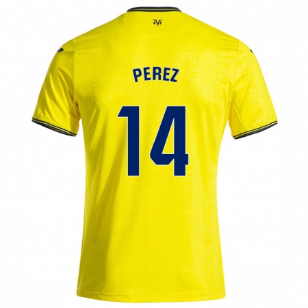 Kandiny Kinderen Nerea Pérez #14 Geel Zwart Thuisshirt Thuistenue 2024/25 T-Shirt