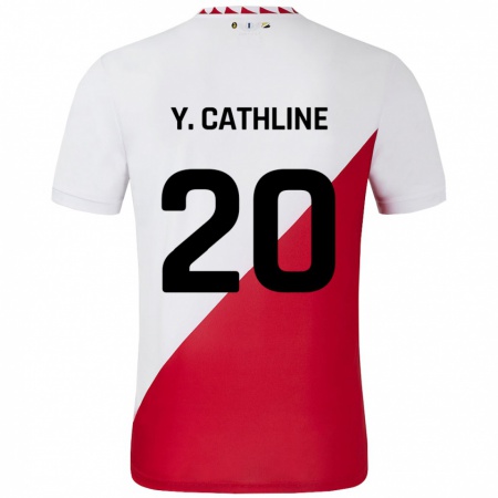 Kandiny Kinderen Yoann Cathline #20 Wit Rood Thuisshirt Thuistenue 2024/25 T-Shirt