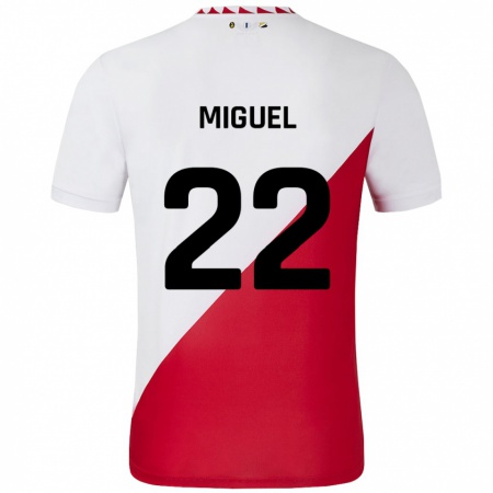 Kandiny Kinderen Miguel Rodríguez #22 Wit Rood Thuisshirt Thuistenue 2024/25 T-Shirt