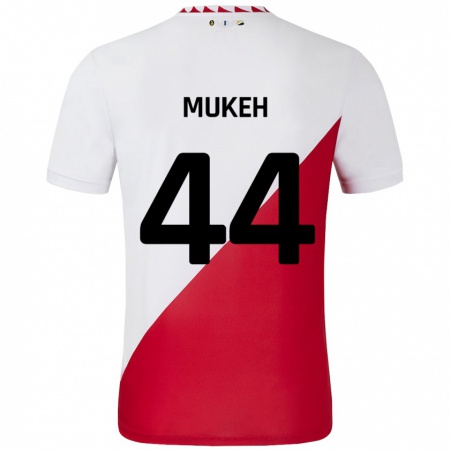 Kandiny Kinderen Joshua Mukeh #44 Wit Rood Thuisshirt Thuistenue 2024/25 T-Shirt