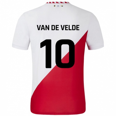 Kandiny Kinderen Senne Van De Velde #10 Wit Rood Thuisshirt Thuistenue 2024/25 T-Shirt