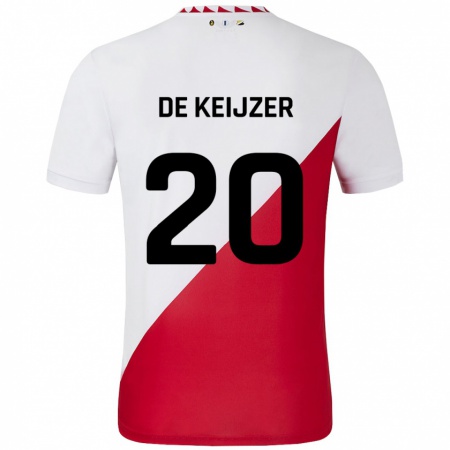 Kandiny Kinderen Lotje De Keijzer #20 Wit Rood Thuisshirt Thuistenue 2024/25 T-Shirt