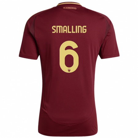 Kandiny Kinderen Chris Smalling #6 Rood Bruin Goud Thuisshirt Thuistenue 2024/25 T-Shirt