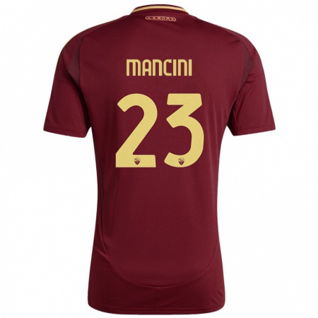 Kandiny Kinderen Gianluca Mancini #23 Rood Bruin Goud Thuisshirt Thuistenue 2024/25 T-Shirt