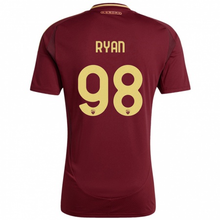 Kandiny Kinderen Mathew Ryan #98 Rood Bruin Goud Thuisshirt Thuistenue 2024/25 T-Shirt