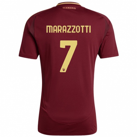 Kandiny Bambino Maglia Fabrizio Marazzotti #7 Rosso Marrone Oro Kit Gara Home 2024/25 Maglietta