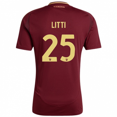 Kandiny Kinder Marco Litti #25 Rot Braun Gold Heimtrikot Trikot 2024/25 T-Shirt Österreich