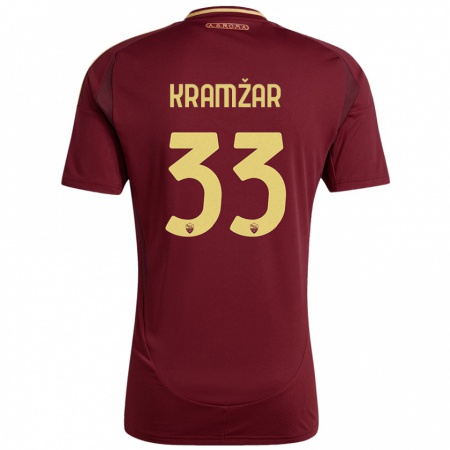 Kandiny Kinderen Zara Kramžar #33 Rood Bruin Goud Thuisshirt Thuistenue 2024/25 T-Shirt