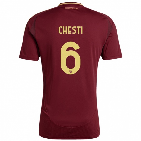 Kandiny Kinderen Francesco Chesti #6 Rood Bruin Goud Thuisshirt Thuistenue 2024/25 T-Shirt