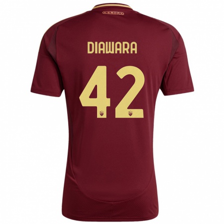 Kandiny Kinderen Amadou Diawara #42 Rood Bruin Goud Thuisshirt Thuistenue 2024/25 T-Shirt