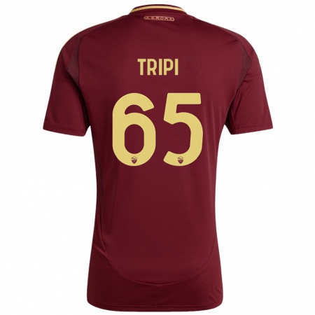 Kandiny Kinderen Filippo Tripi #65 Rood Bruin Goud Thuisshirt Thuistenue 2024/25 T-Shirt