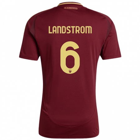 Kandiny Kinderen Elin Landstrom #6 Rood Bruin Goud Thuisshirt Thuistenue 2024/25 T-Shirt