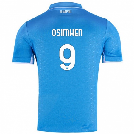 Kandiny Kinderen Victor Osimhen #9 Hemelsblauw Thuisshirt Thuistenue 2024/25 T-Shirt