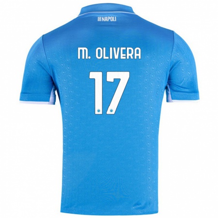 Kandiny Kinderen Mathías Olivera #17 Hemelsblauw Thuisshirt Thuistenue 2024/25 T-Shirt