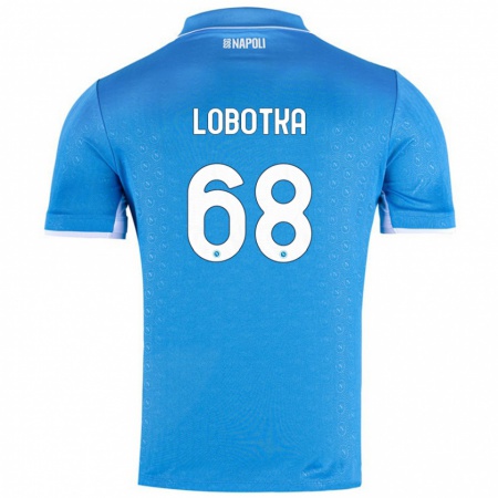 Kandiny Kinderen Stanislav Lobotka #68 Hemelsblauw Thuisshirt Thuistenue 2024/25 T-Shirt