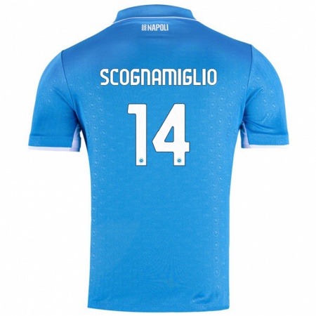 Kandiny Kinderen Fabio Scognamiglio #14 Hemelsblauw Thuisshirt Thuistenue 2024/25 T-Shirt