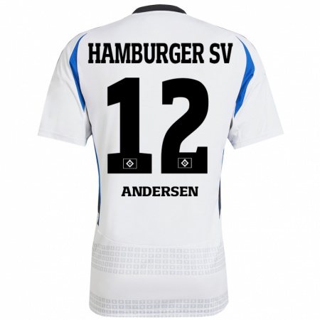 Kandiny Kinderen Patrick Andersen #12 Wit Blauw Thuisshirt Thuistenue 2024/25 T-Shirt