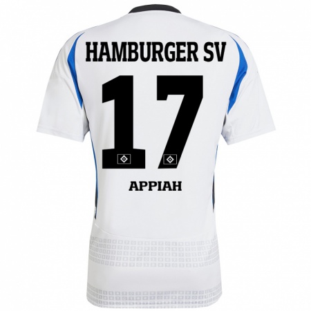 Kandiny Kinderen Emmanuel Appiah #17 Wit Blauw Thuisshirt Thuistenue 2024/25 T-Shirt