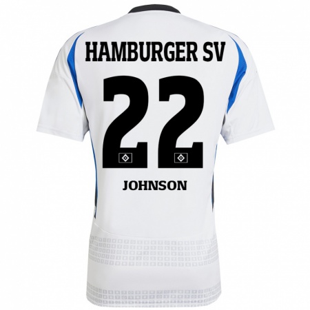 Kandiny Kinderen Emmanuel Johnson #22 Wit Blauw Thuisshirt Thuistenue 2024/25 T-Shirt