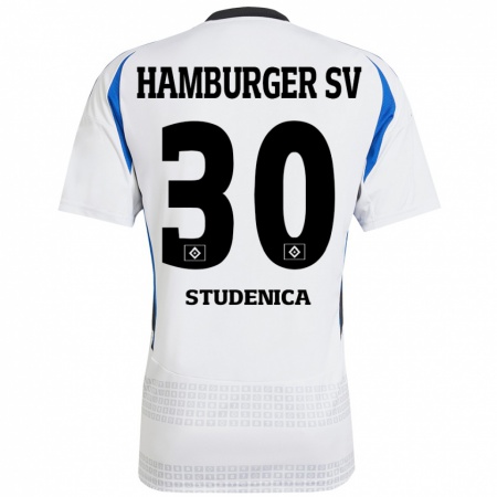 Kandiny Kinderen Aron Studenica #30 Wit Blauw Thuisshirt Thuistenue 2024/25 T-Shirt