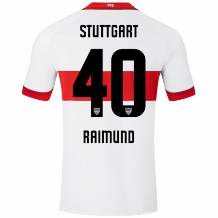 Kandiny Kinderen Luca Raimund #40 Wit Rood Thuisshirt Thuistenue 2024/25 T-Shirt