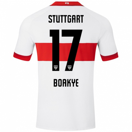 Kandiny Kinderen Maurice Boakye #17 Wit Rood Thuisshirt Thuistenue 2024/25 T-Shirt