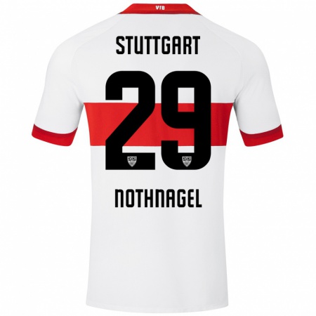 Kandiny Kinderen Dominik Nothnagel #29 Wit Rood Thuisshirt Thuistenue 2024/25 T-Shirt