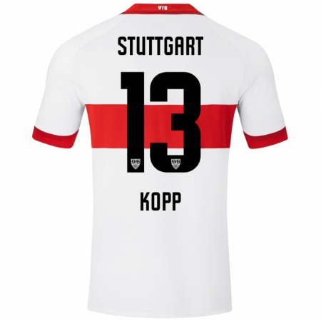 Kandiny Bambino Maglia Leonie Kopp #13 Bianco Rosso Kit Gara Home 2024/25 Maglietta