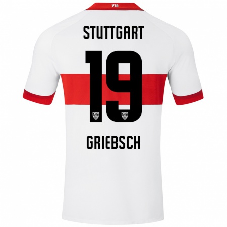 Kandiny Kinderen Lukas Griebsch #19 Wit Rood Thuisshirt Thuistenue 2024/25 T-Shirt