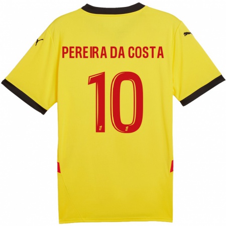 Kandiny Kinderen David Pereira Da Costa #10 Geel Rood Thuisshirt Thuistenue 2024/25 T-Shirt