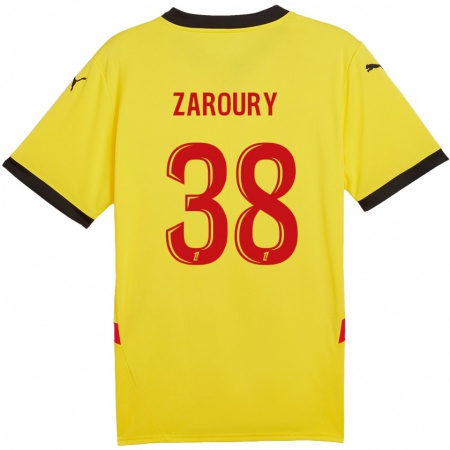 Kandiny Bambino Maglia Anass Zaroury #38 Giallo Rosso Kit Gara Home 2024/25 Maglietta