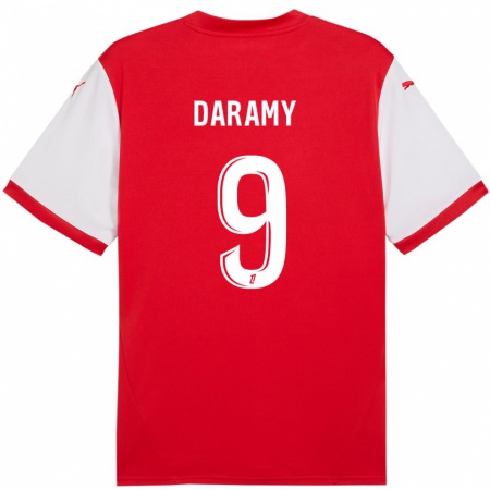 Kandiny Kinderen Mohamed Daramy #9 Rood Wit Thuisshirt Thuistenue 2024/25 T-Shirt