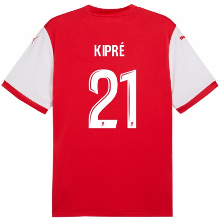 Kandiny Bambino Maglia Cédric Kipré #21 Rosso Bianco Kit Gara Home 2024/25 Maglietta