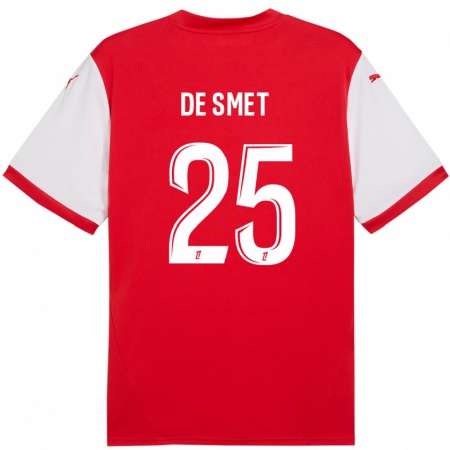 Kandiny Kinderen Thibault De Smet #25 Rood Wit Thuisshirt Thuistenue 2024/25 T-Shirt