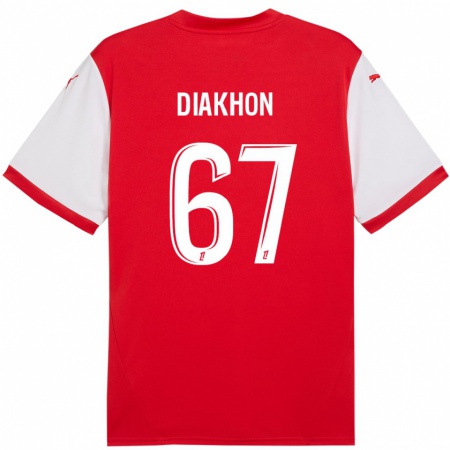 Kandiny Bambino Maglia Mamadou Diakhon #67 Rosso Bianco Kit Gara Home 2024/25 Maglietta