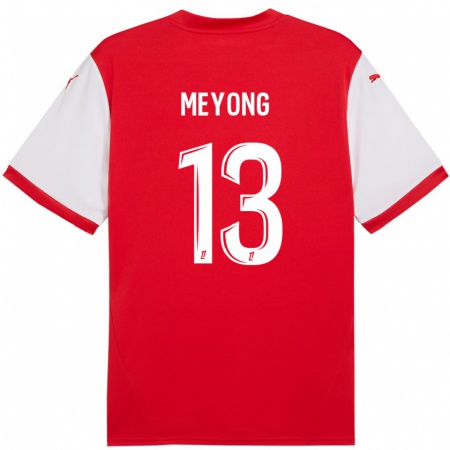 Kandiny Kinderen Charlène Meyong #13 Rood Wit Thuisshirt Thuistenue 2024/25 T-Shirt