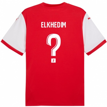 Kandiny Kinderen Abdenoor Elkhedim #0 Rood Wit Thuisshirt Thuistenue 2024/25 T-Shirt