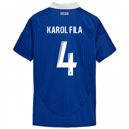 Kandiny Kinderen Karol Fila #4 Blauw Wit Thuisshirt Thuistenue 2024/25 T-Shirt