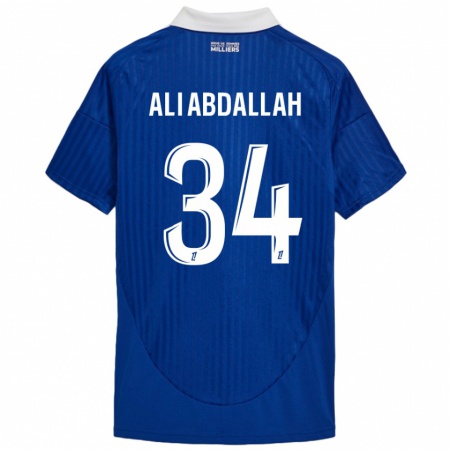 Kandiny Kinderen Aboubacar Ali Abdallah #34 Blauw Wit Thuisshirt Thuistenue 2024/25 T-Shirt