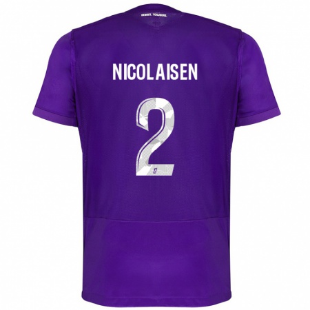 Kandiny Kinderen Rasmus Nicolaisen #2 Paars Wit Thuisshirt Thuistenue 2024/25 T-Shirt