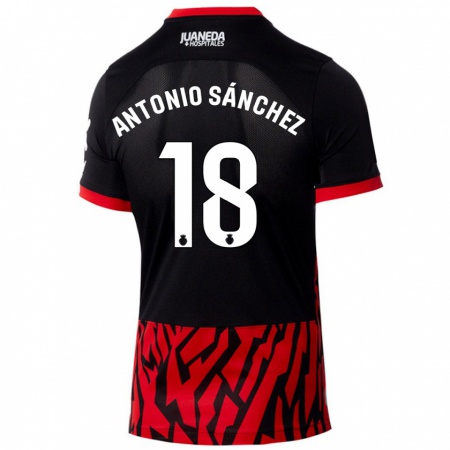 Kandiny Bambino Maglia Antonio Sánchez #18 Nero Rosso Kit Gara Home 2024/25 Maglietta