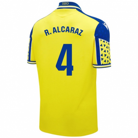 Kandiny Kinderen Rubén Alcaraz #4 Geel Blauw Thuisshirt Thuistenue 2024/25 T-Shirt