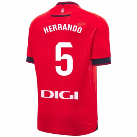 Kandiny Kinderen Jorge Herrando #5 Rood Wit Thuisshirt Thuistenue 2024/25 T-Shirt