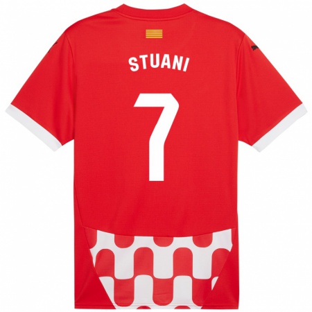 Kandiny Kinderen Cristhian Stuani #7 Rood Wit Thuisshirt Thuistenue 2024/25 T-Shirt